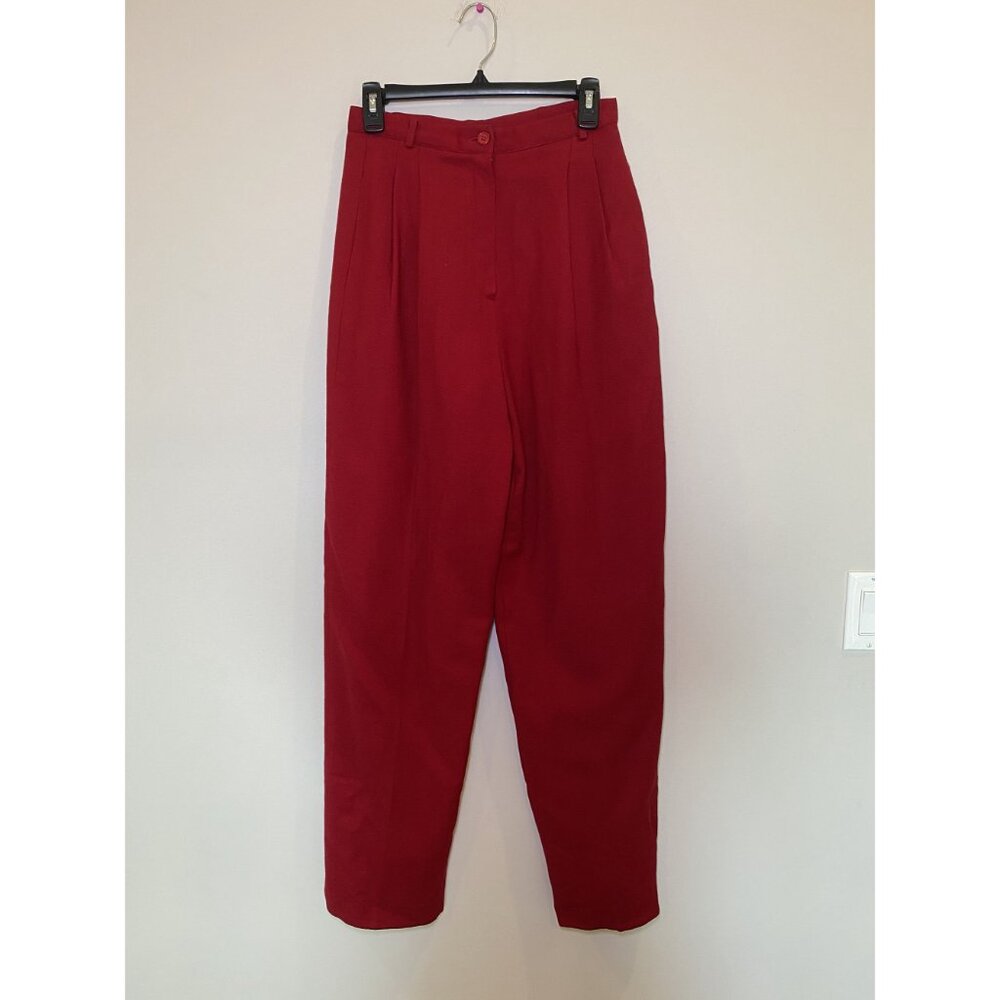 Vintage Red 100% Wool Trouser Pants Size 6 Tailored Classic - Picture 2 of 10